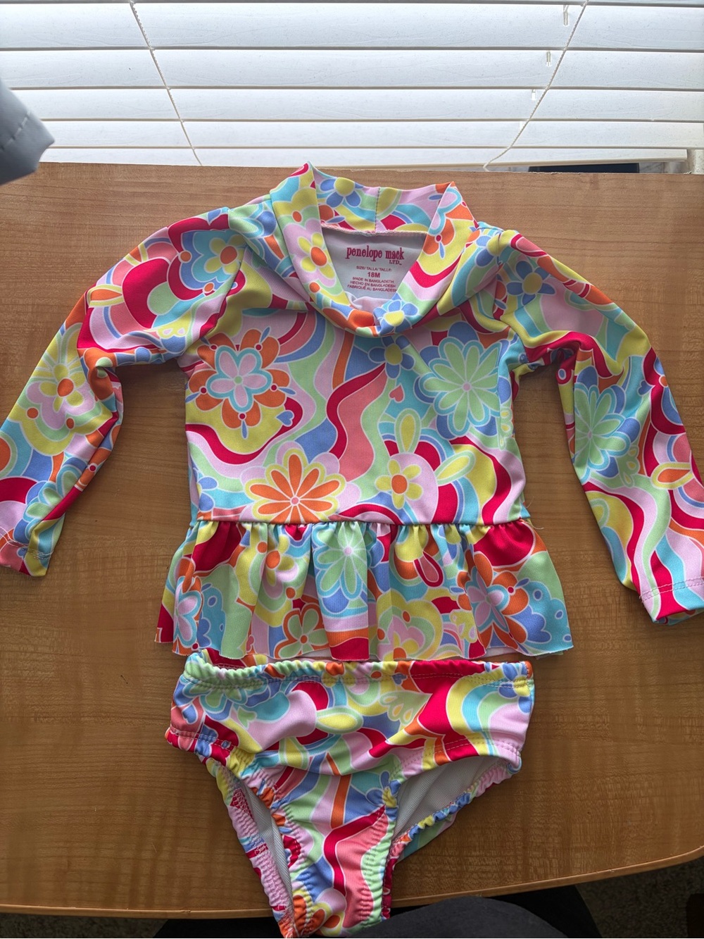 Penelope Mack Girls' Floral Multi-Color Long-Sleeve Swim Set